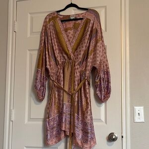 ARULA Pink and Gold Patterned Mini Dress